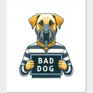 Illustrated Muzzled Dog Prisoner Posters and Art